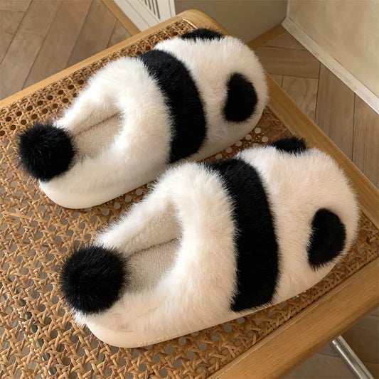 2023 New Winter Women's Plush Slippers Soft Cute Panda Baotou Cotton Shoes Thickened Warm Home Anti Slip Soft Sole Shoes Girl ShopOnlyDeal