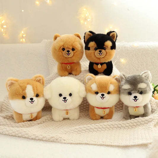 ZU Kawaii Teddy Pets Lifelike Fluffy Puppy Soft Doll Cute Small Chow Pomeranian Corgi Yorkie Plush Toys with Charm Gift For Girl ShopOnlyDeal