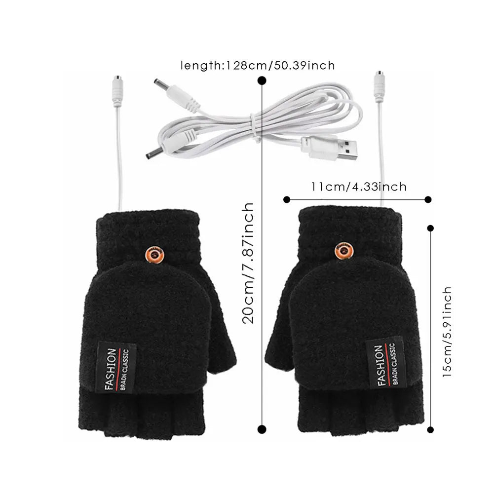 USB Winter Electric Warming Gloves Waterproof Leather Heating Gloves Soft Winter Outdoor Warm Gloves for Fishing Riding Cycling ShopOnlyDeal