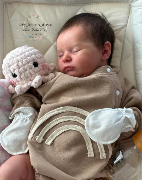 48CM Reborn Doll Handmade Very Lifelike Sleeping Baby Laura 3D Skin with Hand-Root Hair Visible Veins High Quality Toys ShopOnlyDeal