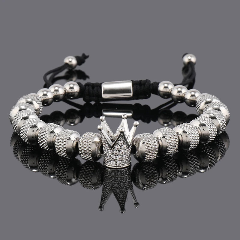 Luxury Crown Charms Stainless Steel Beads Man Bracelet Women Hand Jewelry Father's, Valentine's Day Gift ShopOnlyDeal