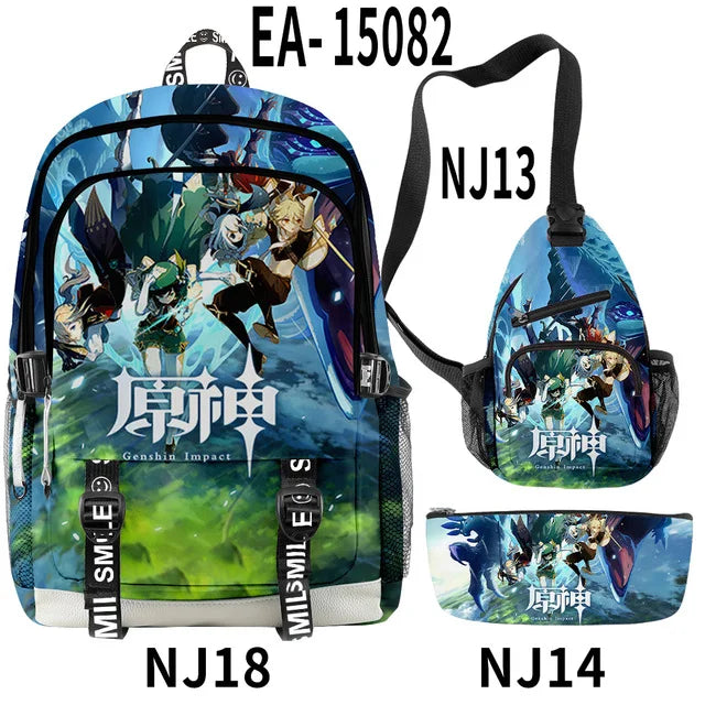 Genshin Impact HuTao Primary Middle School Students Boys Girls Backpack 3D Oxford Waterproof Laptop Bag Schoolbag Travel Bag ShopOnlyDeal