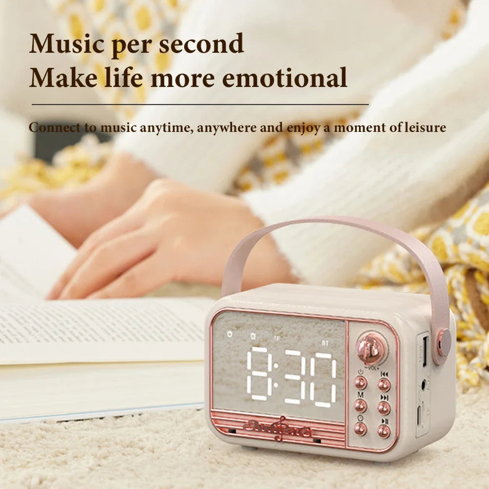 HiFi Wireless Portable Retro Speaker | Alarm Clock Aux Stereo | USB Loud Home Decor Aesthetic Gift | Bluetooth Speakers Music Box New ShopOnlyDeal