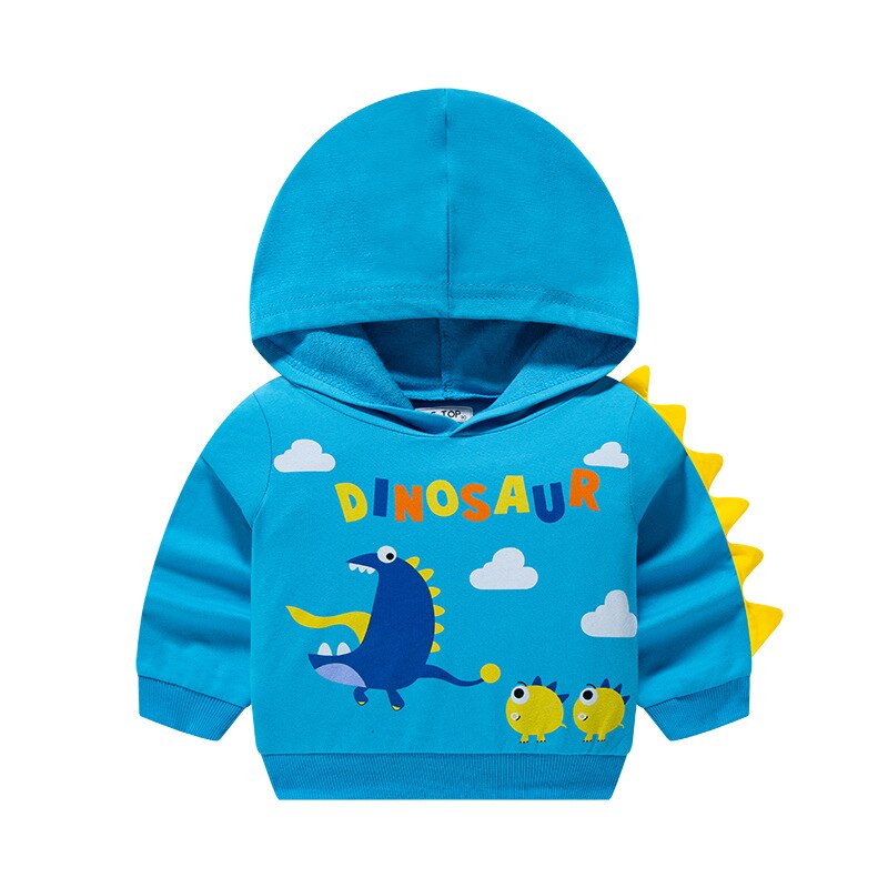 Boys' Hoodie Baby Spring and Autumn Cartoon Dinosaur Cotton Top Kids Knitted Pullover Trendy 18M-7Y Children's Sweatshirt ShopOnlyDeal