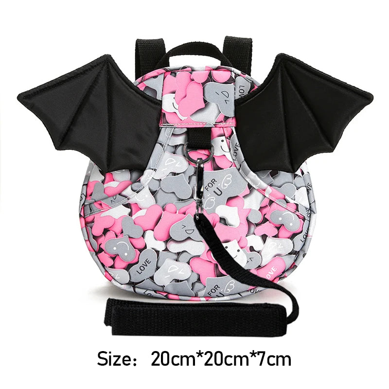 Cute 3D Bat Wings School Bags | Girl Backpack | Anti-lost Mini Cartoon Backpacks | Boy Adjustable Pulling Rope SchoolBag | Gift ShopOnlyDeal