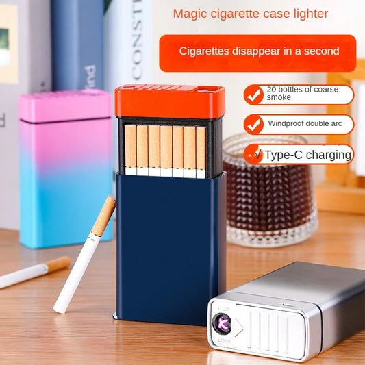 Creative Magic Cigarette Box with Dual Arc USB Pulse Lighter | Coarse Cigarette 20 Pack | Disappearing Toy Cigarette Box ShopOnlyDeal