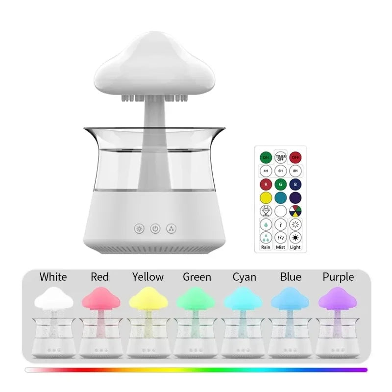 Rain Cloud Night Light humidifier with raining water drop sound and 7 color led light essential oil diffuser aromatherapy ShopOnlyDeal