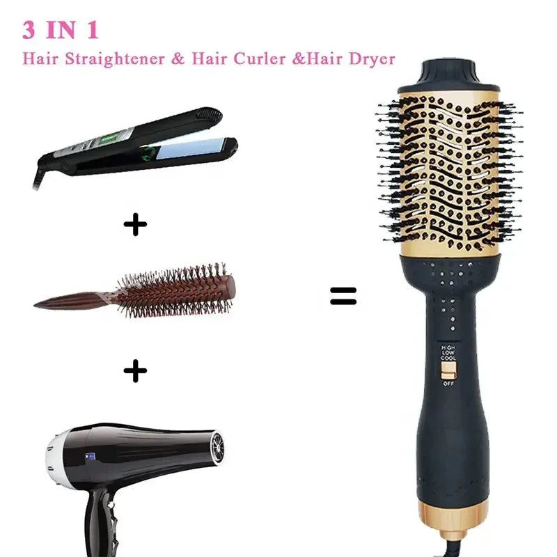 new Gold Hair Dryer & Volumizing Brush Stock One Step Hair Dryer And Styler Electric Hot Air Brush 2024 ShopOnlyDeal