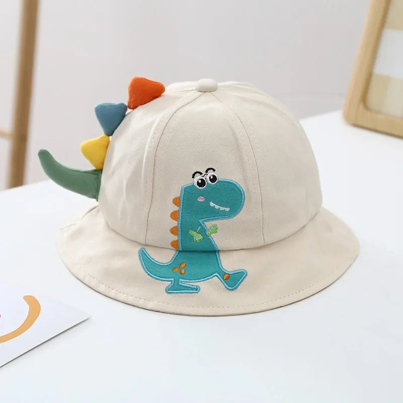 New Cartoon Dinosaur Summer Baby Hat for Girls Boys Panama Toddler Wide Brim UV Beach Sun Cap Outdoor Children Fisherman Hat ShopOnlyDeal