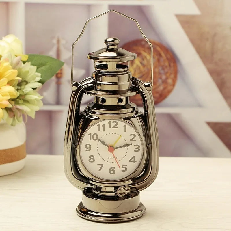 Retro Kerosene Light  Alarm Clock Vintage Alarm Clock  Table Clock Living Room Decor Articles Office Craft Ornament ShopOnlyDeal