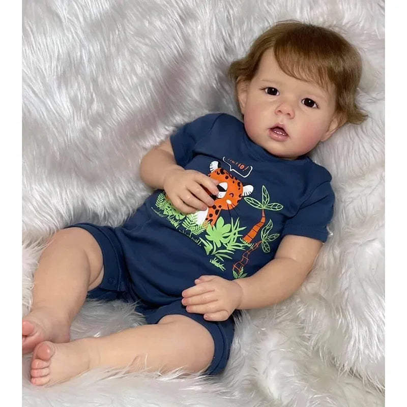 50cm Reborn Toddler Baby Boy Liam Cloth Body Real Picture Hand Paint Doll with 3D Skin Visible Veins with Rooted Hair Kids Gift ShopOnlyDeal