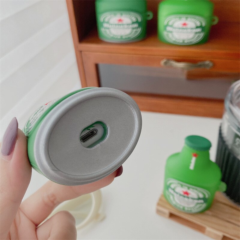 Green Beer Can Bottle Case for AirPods Pro2 Airpod Pro 1 2 Bluetooth Earbuds Protective Earphone Case Cover ShopOnlyDeal