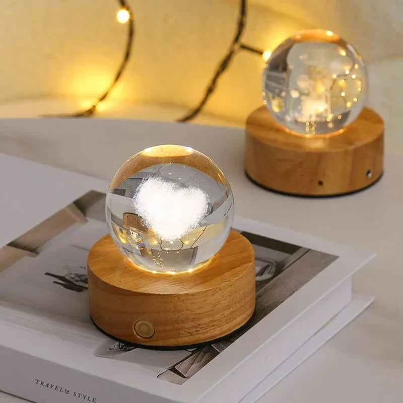 New Glowing Planetary Galaxy Astronaut Crystal Ball Night Lights USB Power Warm Bedside Light Christmas Kid Gift Night Lamp ShopOnlyDeal