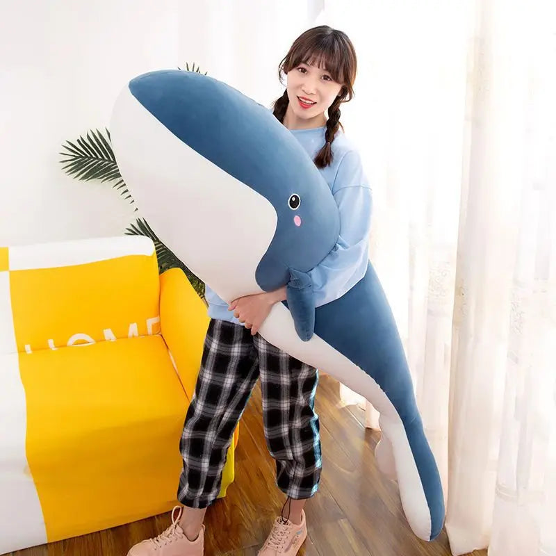 Kawaii Giant Whale Plush Stuffed Animal Doll Cute Soft Pillow Large Super Soft Doll Room Decoration Children's Toy Birthday Gift ShopOnlyDeal