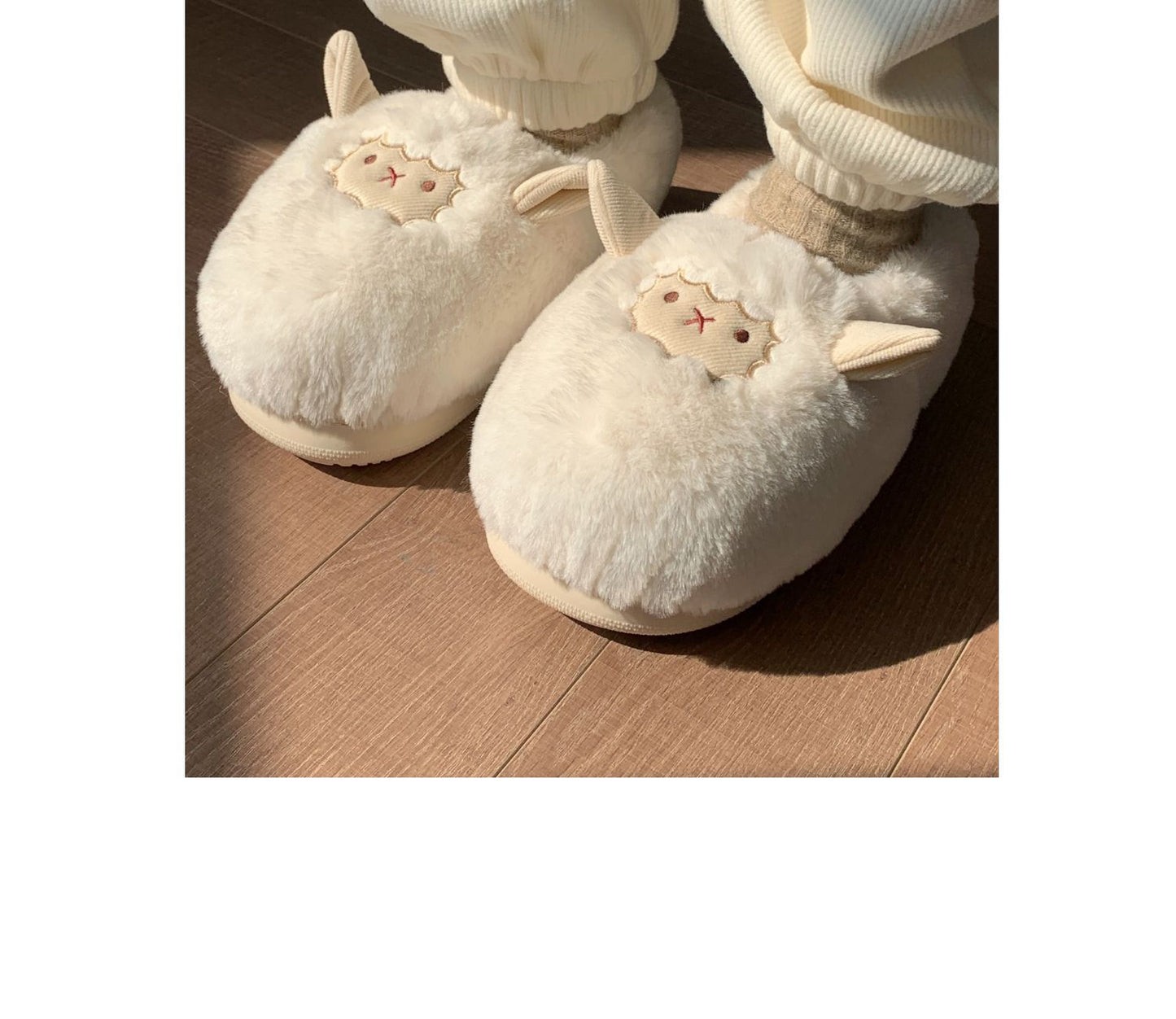 Shevalues Cute Lamb Cotton Slippers Women Fashion Indoor Furry Plush Slippers Female Winter Bedroom Warm Fluffy Cozy Home Shoes ShopOnlyDeal