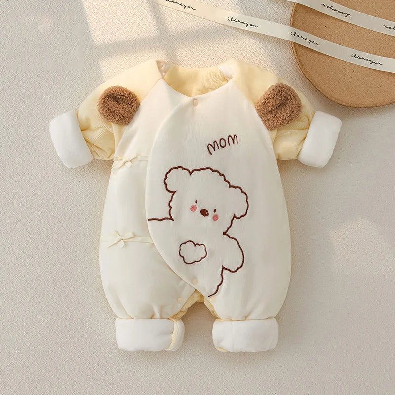 Winter Newborn Romper Cotton Thicken Baby Jumpsuit Girl Boy Cartoon Embroidery Bear Infant One-Pieces Onesie Babies Clothes 0-3M ShopOnlyDeal