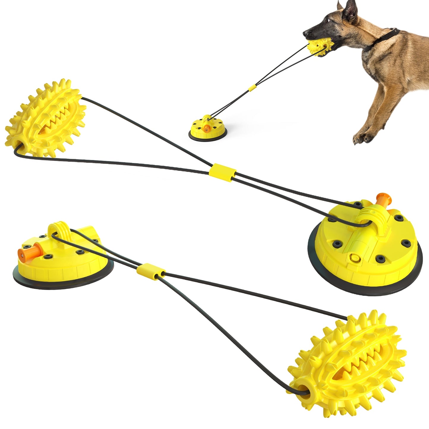 Pet Dog Toys Double Suction Cup Tug Chew Toy Dogs Push Ball Pet Tooth Cleaning Dog Toothbrush for Puppy Large Dog Molar Bite Toy ShopOnlyDeal