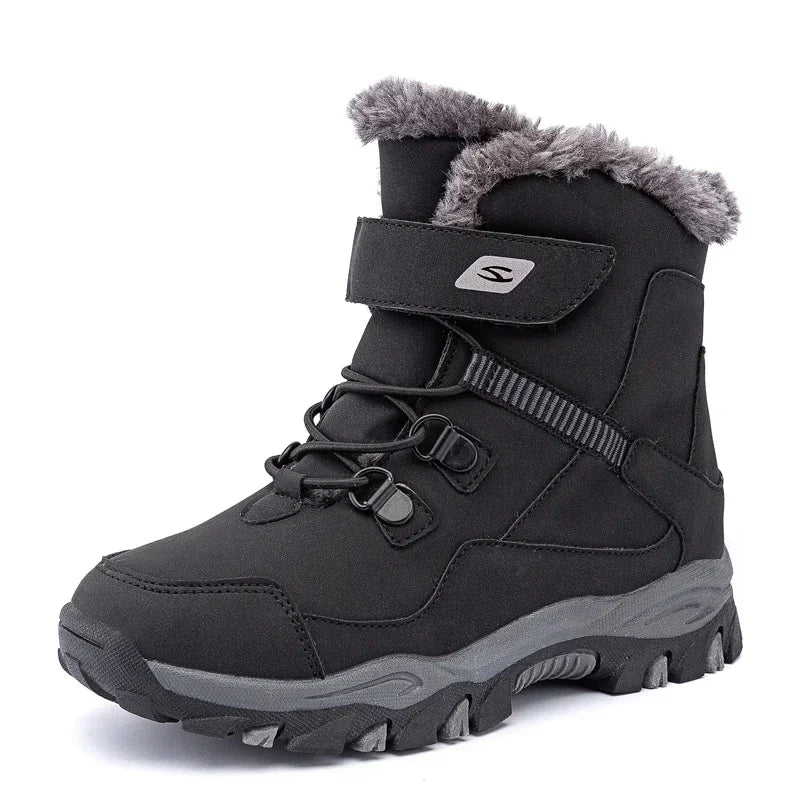 High Quality Boys girl Winter Snow Boots Platform Warm Cotton Shoes Leather Autumn Waterproof Kids Footwear Child Sneaker 5 12+y ShopOnlyDeal