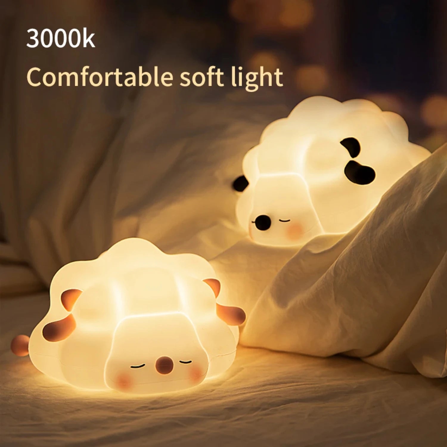 New Night Lights Cute Sheep Panda Silicone Lamp USB Rechargeable Timing Bedside Room Decor  Baby nightlight Birthday Gift ShopOnlyDeal