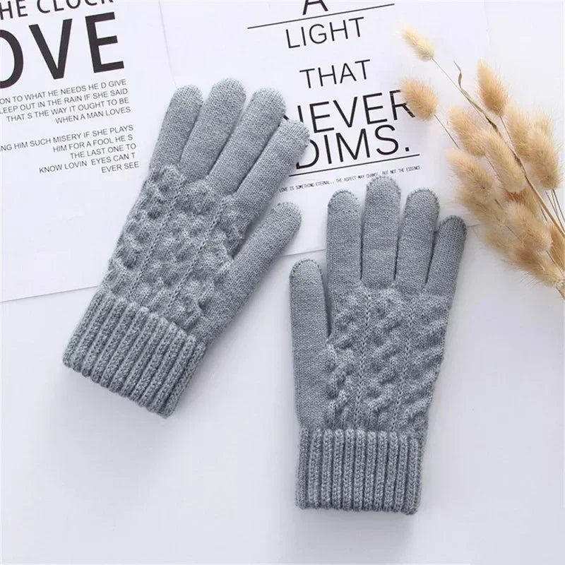 New Men's Warm Full Finger Gloves Winter Touchscreen Plus Fleece Gloves Woman Thickening Wool Knitted Cycling Driving Gloves ShopOnlyDeal