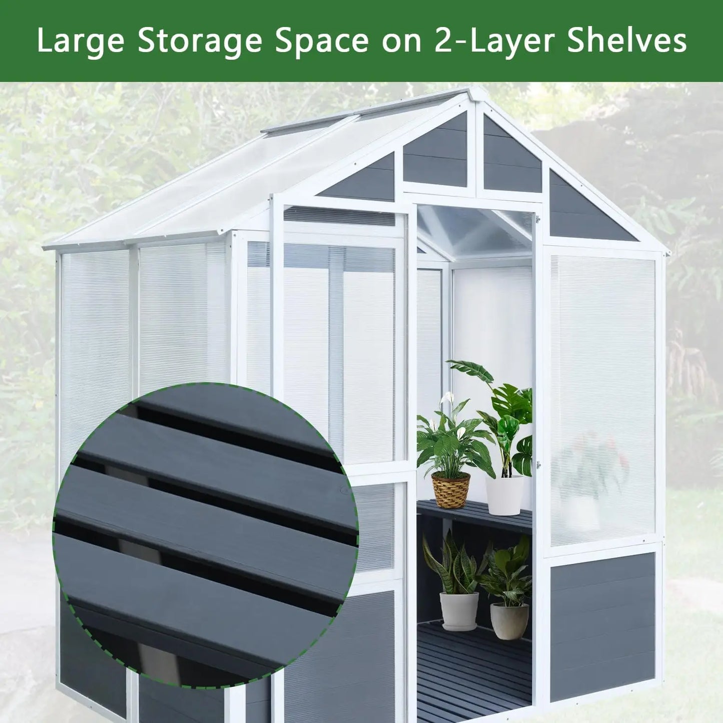 6' x 4' Polycarbonate Greenhouse | Outdoor Walk-in Greenhouse Kit with Wooden Frame | Greenhouse with Lockable Door for Patio ShopOnlyDeal