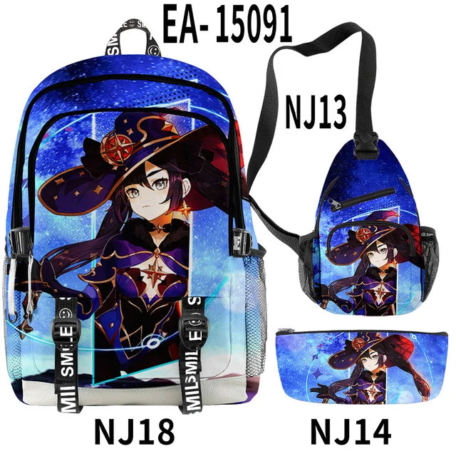 Genshin Impact HuTao Primary Middle School Students Boys Girls Backpack 3D Oxford Waterproof Laptop Bag Schoolbag Travel Bag ShopOnlyDeal