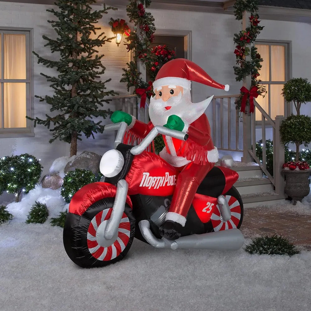 Christmas Airblown Inflatable Inflatable Luxe Santa on Christmas Motorcycle, 5.5 ft Tall, red ShopOnlyDeal