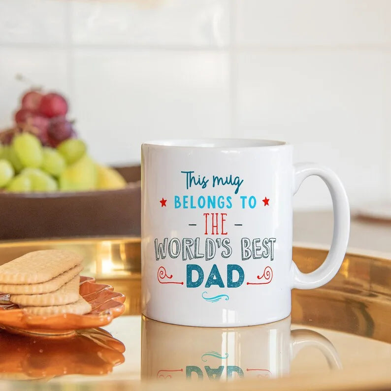 Best Dad Mug 350ml | World's Best Dad Coffee Cup | Novelty Dad & Son Ceramic Mugs with Letter Printing for Father ShopOnlyDeal