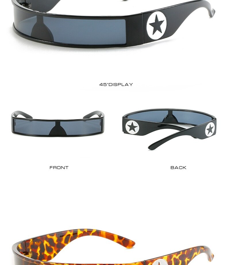 Y2K Sunglasses: Vintage Star Pentagram Shape | Wrap Around Narrow Frame | Punk Sun Glasses | Fashion Trendy Futuristic Shades ShopOnlyDeal