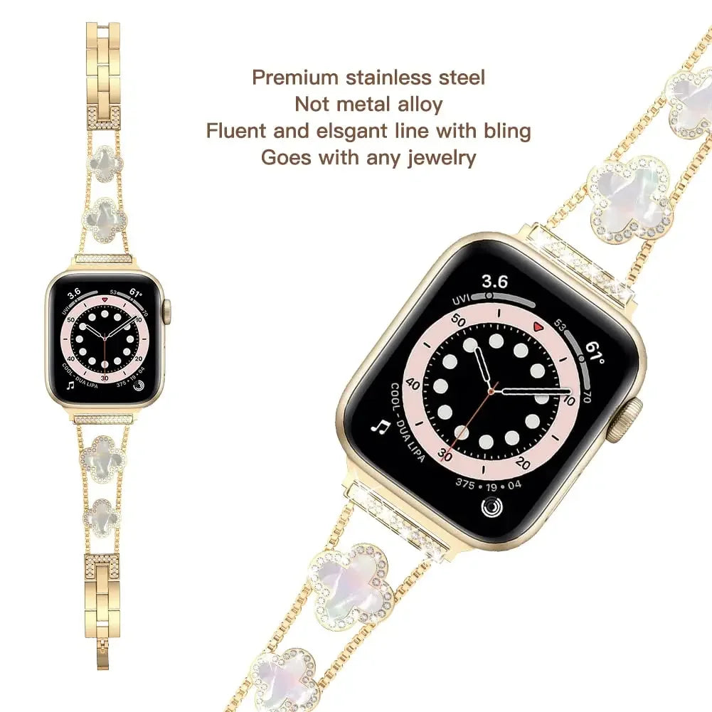 Women Diamond Bracelet Strap Metal Belt Watch Band for Apple Watch Ultra2 49/45/44/42/41/40/38mm Iwatch Series 8 7 SE 6 5 4 3 ShopOnlyDeal