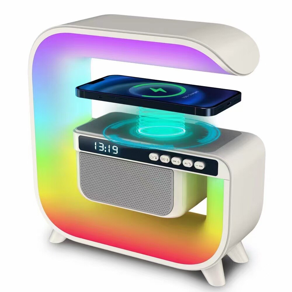 Luxury LED Lamp Wireless Night Light Alarm Clock Bluetooth Speaker 15W Wireless Charging for iPhone Android Bedroom Decoration ShopOnlyDeal