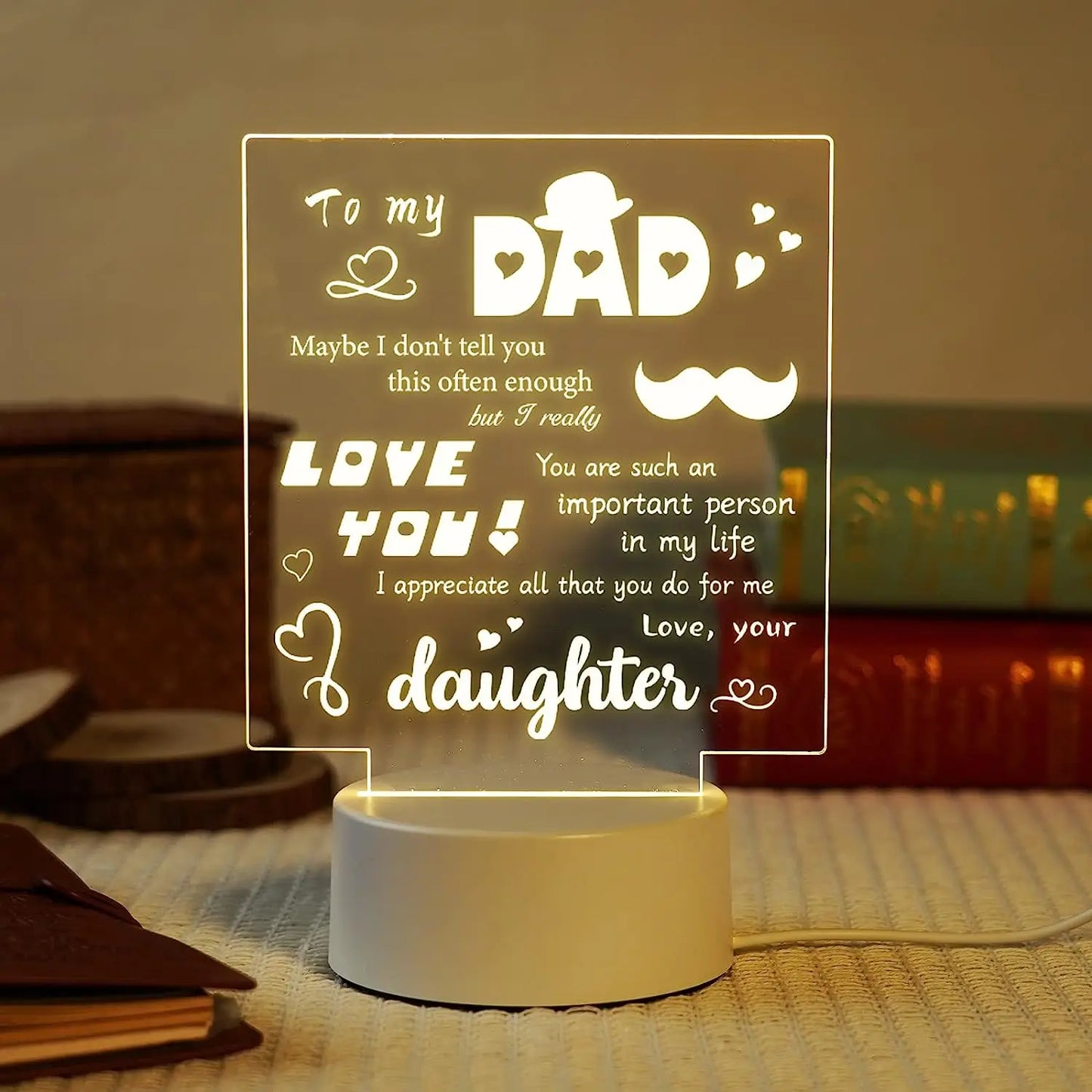 3D Night Lamp Dad Gifts | Acrylic Lamp "To My Dad" Gift from Daughter or Son | Birthday and Christmas Gift for Dad ShopOnlyDeal