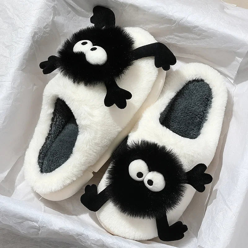 New Funny Slippers Women Plush Shoes Soft Bottom Home Cotton Shoes Woman Flip Flops Cute Cartoon Girls Furry Slippers ShopOnlyDeal