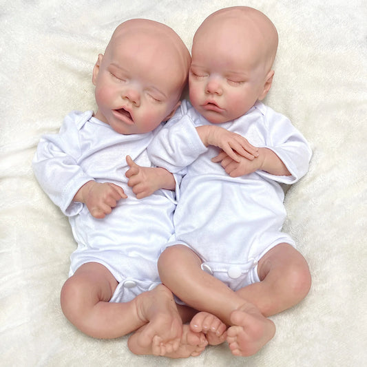 1 PC 18 Inch Twins Sister Painted Slicone Bebe Reborn Doll Girl Handmade Soft Touch Newborn Doll ShopOnlyDeal