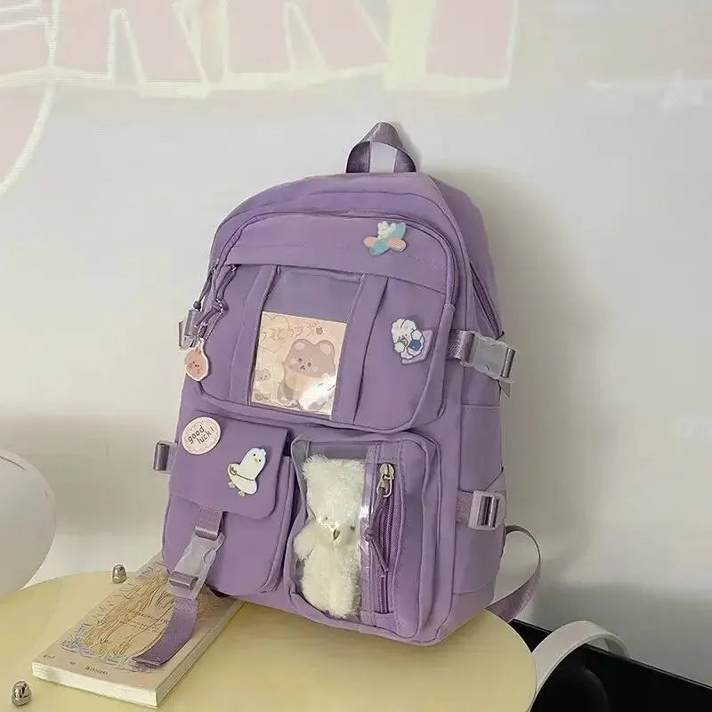 Popular Pink Purple Color Girls High School Student Backpack Bags ShopOnlyDeal