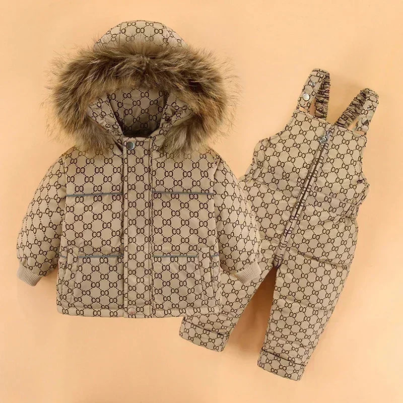 Winter Children`s Clothing Set 2Pcs Girl Down Jacket 2023 New Baby Snowsuit Clothes Overalls for kids Toddler Jumpsuit Coat 1-4Y ShopOnlyDeal