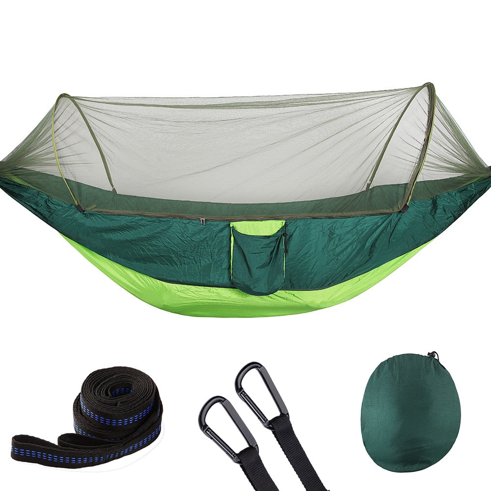 Experience Outdoor Bliss in 2023 with our Camping Hammock with Mosquito Net - Pop-Up Light, Portable Parachute Hammocks for Swing and Sleeping. Your Ultimate Camping Stuff! ShopOnlyDeal