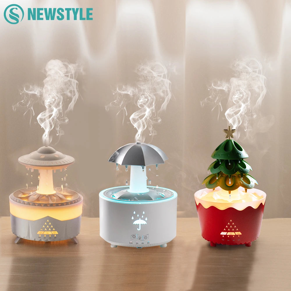 Colourful Raindrop Air Humidifier with Jellyfish Night Lights Rotating Quiet Essential Oils Diffuser Wireless Remote Night Lamp ShopOnlyDeal