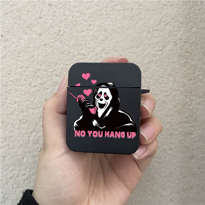 Halloween Gifts Ghostface Scream Horror Art Earphone Case for Apple AirPods 1 2 3 Pro Pro2 Soft Black Silicone Cover for Airpods 3 Accessories ShopOnlyDeal