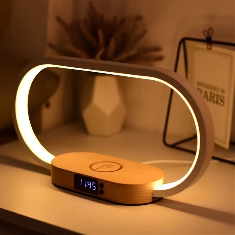 Multifunction Wireless Charger Pad Stand Clock LED Desk Lamp Night Light USB Port Fast Charging Station Dock for iPhone Samsung ShopOnlyDeal