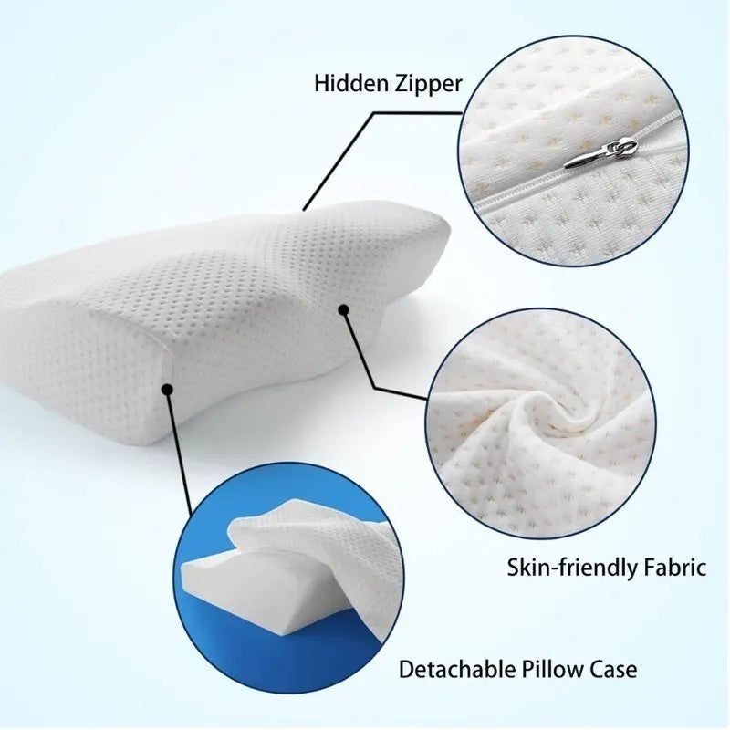 Cervical Orthopedic Neck Pillow Memory Foam Bed Orthopedic Pillow Neck Protection Slow Rebound Pillow Butterfly Shaped Pillow ShopOnlyDeal