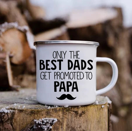 Promoted to Grandpa Mug | Grandfather Coffee Mugs for Pregnancy Announcement | New Baby Family Enamel Cup | Surprise Gift for Grandad ShopOnlyDeal