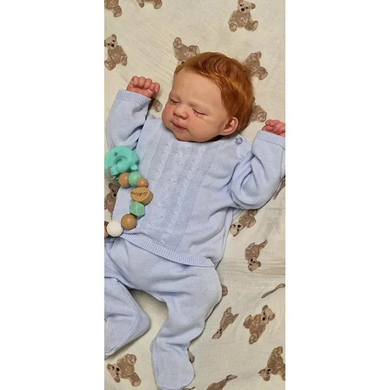 48cm Reborn Baby Sleeping Doll Pascale Hand-Rooted Red Hair with 3D Skin Visible Veins Collectible Art Doll ShopOnlyDeal