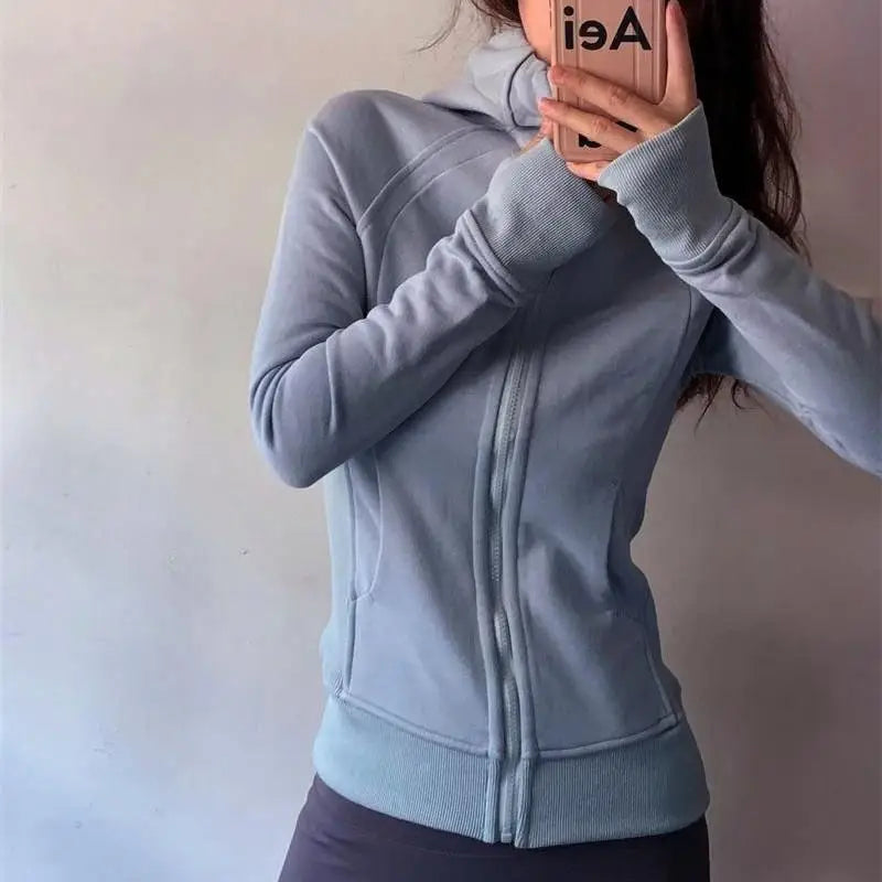 Velvet Jacket Winter Running Clothing Women's Sweatshirt | Thicken Yoga Clothes Fitness Hoodies | Training Sports Top Warm Tight ShopOnlyDeal