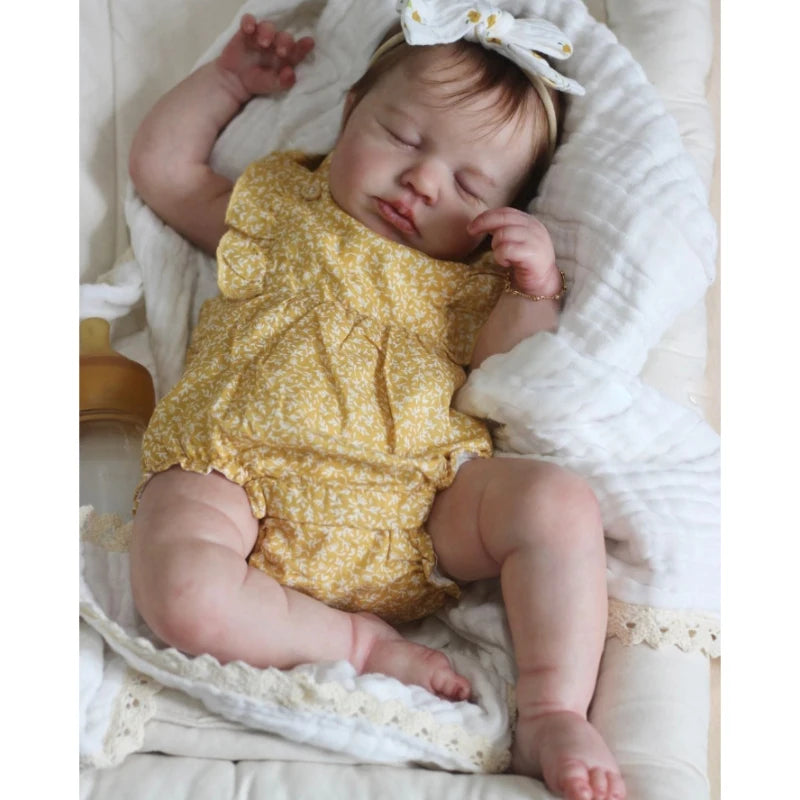 19inch Full Body Vinyl Reborn Doll Loulou with Rooted Hair Newborn Baby 3D Painted Skin with Visible Veins Bebé Reborn Juguetes ShopOnlyDeal