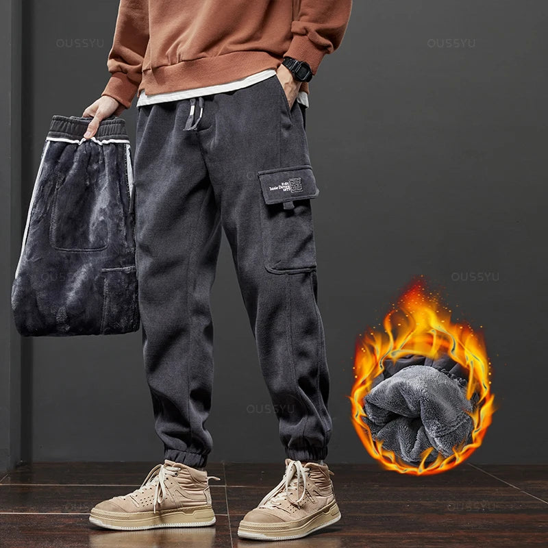 Brand Clothing New Winter Fleece Warm Corduroy Pants Men Cargo Work Thick Baggy Streetwear Joggers Trousers Male Large Size 5XL ShopOnlyDeal