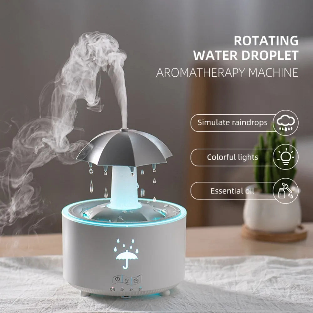 Colourful Raindrop Air Humidifier with Jellyfish Night Lights Rotating Quiet Essential Oils Diffuser Wireless Remote Night Lamp ShopOnlyDeal