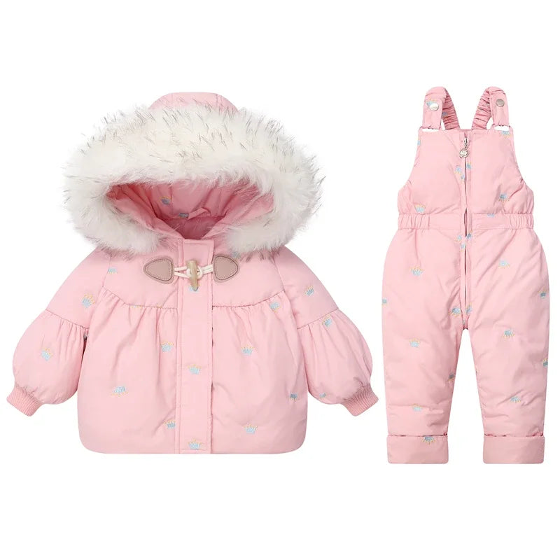 Winter Children`s Clothing Set 2Pcs Girl Down Jacket 2023 New Baby Snowsuit Clothes Overalls for kids Toddler Jumpsuit Coat 1-4Y ShopOnlyDeal