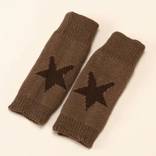 1 Pair Winter Fingerless Gloves Women Thick Elastic Knitted Wool Warm Half Finger Mittens Outdoor Driving Y2K Pentagram Gloves ShopOnlyDeal