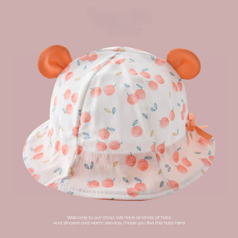 New Fisherman Hat | Cotton Baby Cute & Sweet Ears | Girl Sunshine Beach | Luxury Personality Newborn | Knitted Bow Pink Leisure Time ShopOnlyDeal